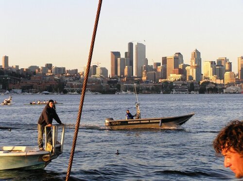 A Muckleshoot tribal fisherman out for sockeye in Lake Union in 2006, the last time Seattle’s signature sockeye run was abundant enough for a fishery.     (Eric Warner, Muckleshoot Indian Tribe)